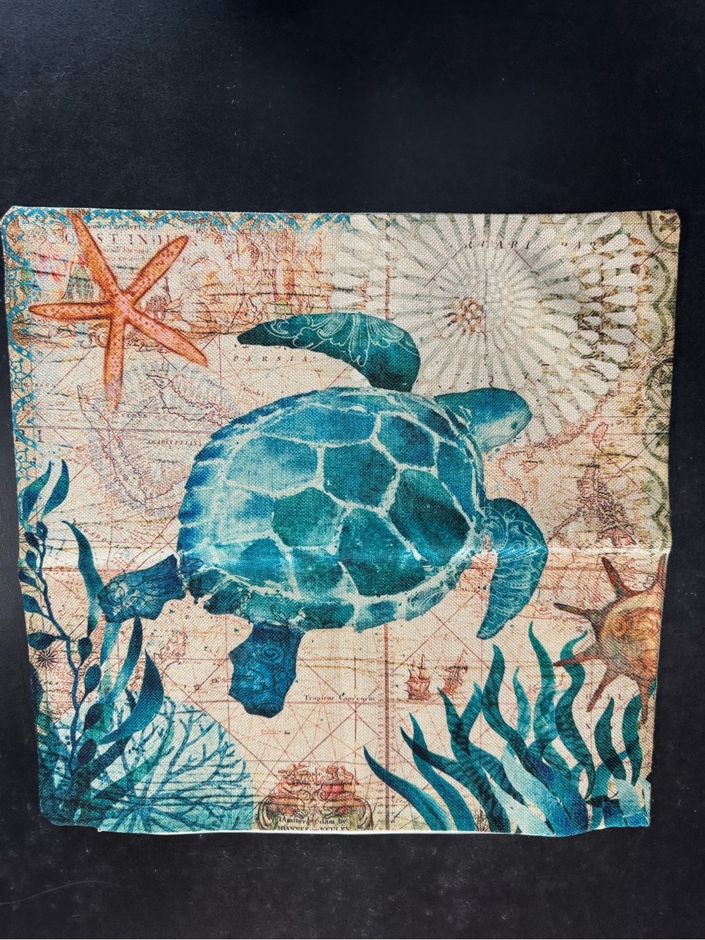 NWOT Blue Sea Turtle Decorative Throw Pillow Cover